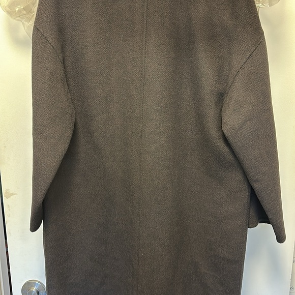 NWT Reiss Lara Wool Blend Herringbone Twill Coat in Chocolate Brown US 4 - Picture 13 of 15